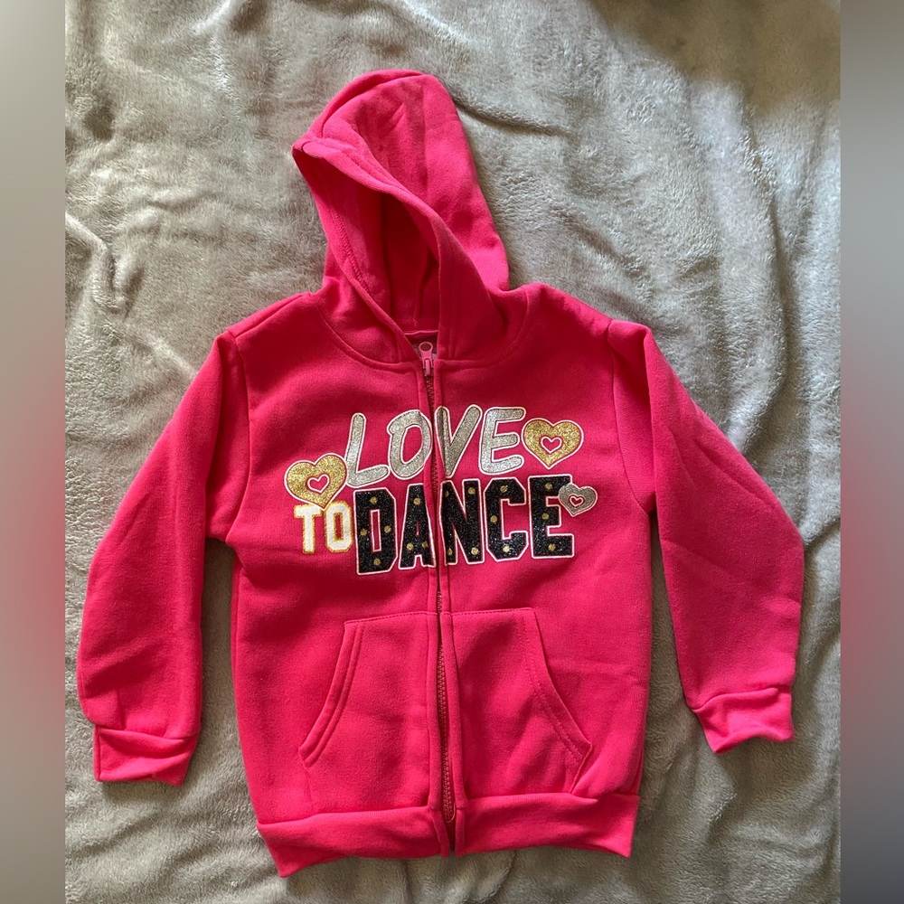 Girls Pink Pink and Gold Dance Sweatshirt Hoodie size 6X